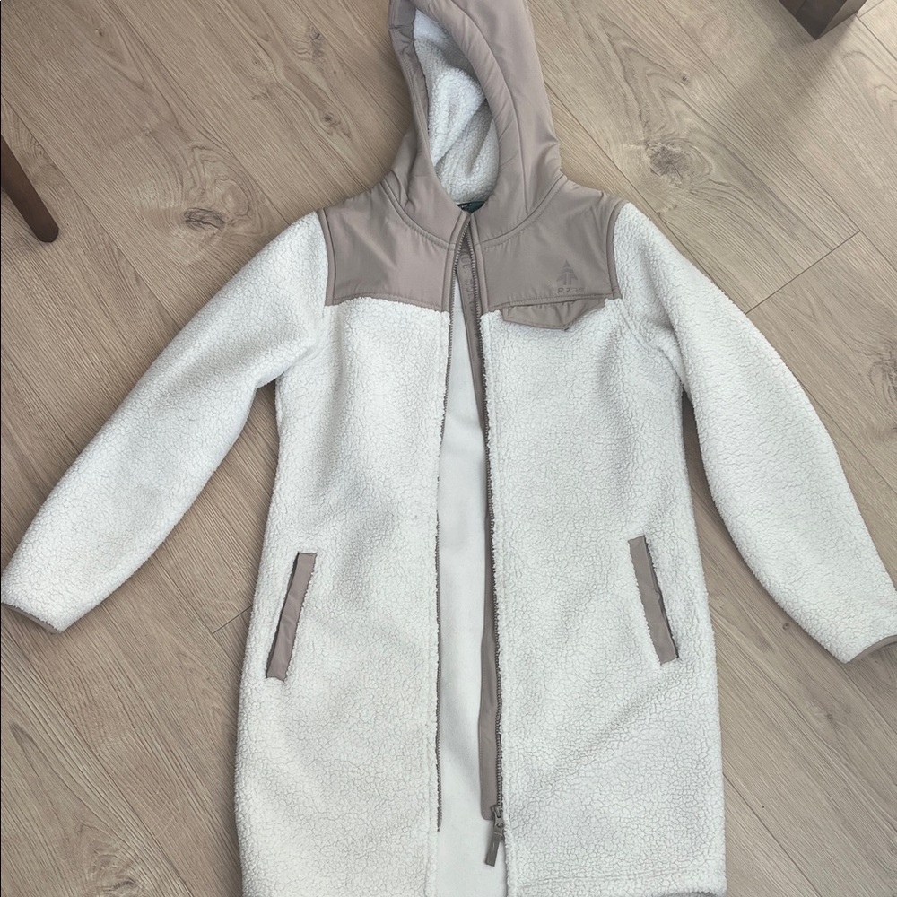 Woods Women's White and Tan Hooded Jacket